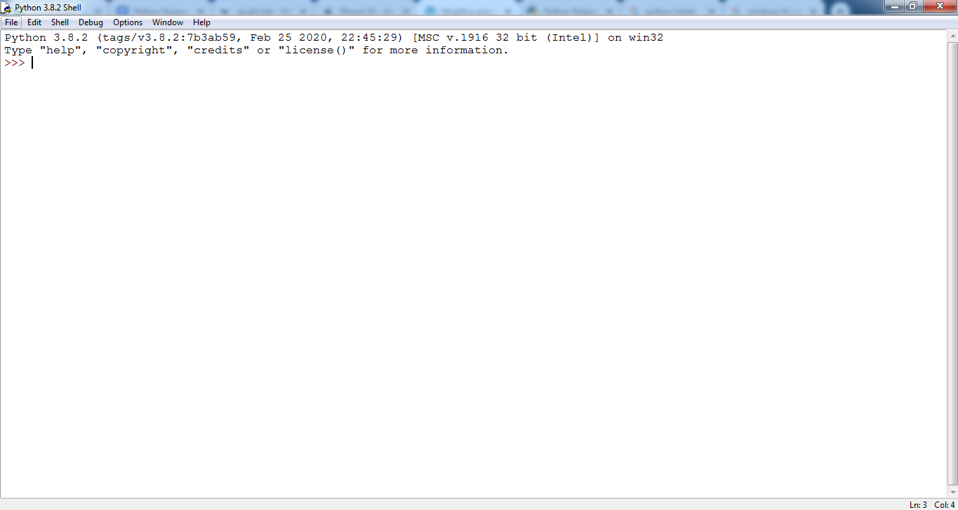 python shell non modificato
